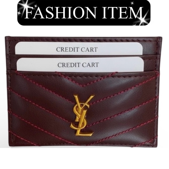 CARD HOLDER: Burgundy with Golden Hardware NWOT